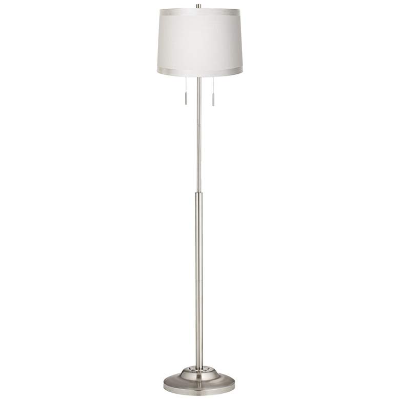 Image 2 360 Lighting Abba 66" White Drum Shade Brushed Nickel Floor Lamp