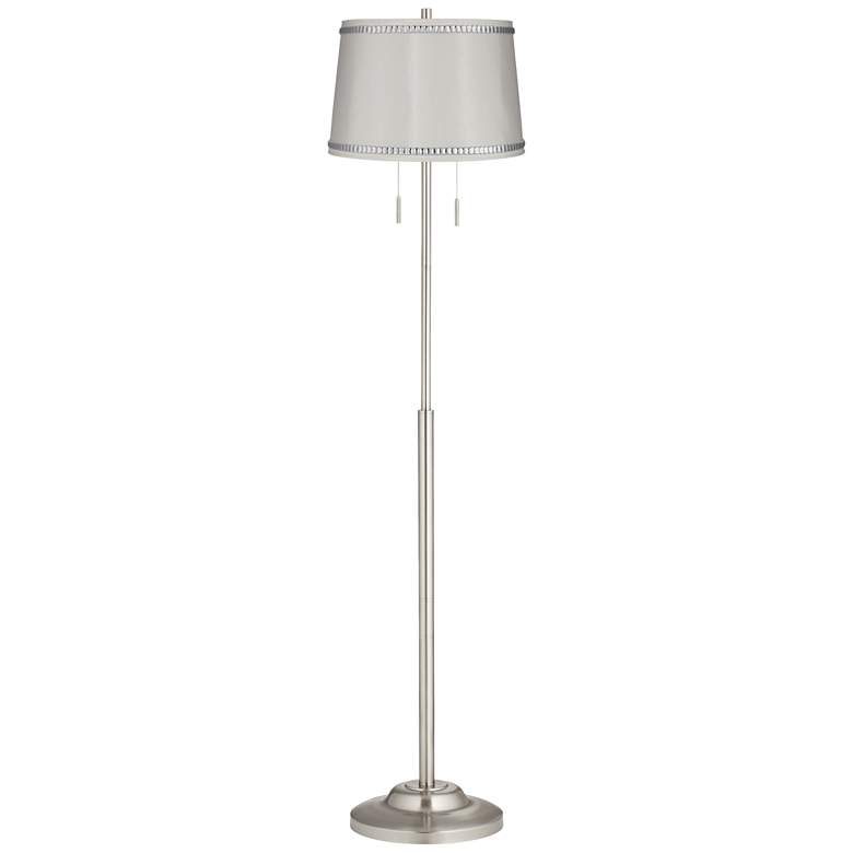 Image 1 360 Lighting Abba 66 inch White Drum Shade Brushed Nickel Floor Lamp