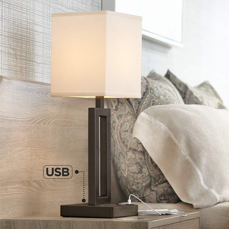 Image 1 360 Lighting Acuous 24" Dark Bronze Table Lamp with USB Port