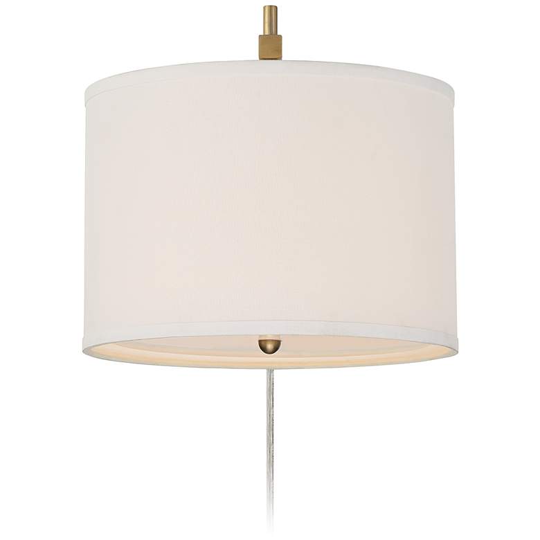 Image 4 360 Lighting Adair 12" Modern Warm Brass Plug-In Wall Lamp more views