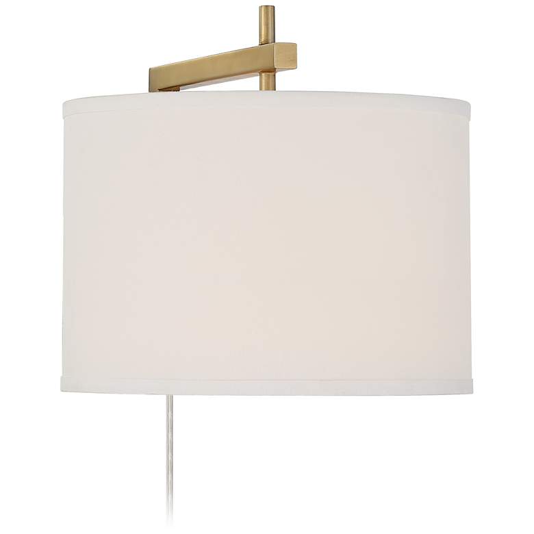 Image 5 360 Lighting Adair 12" Modern Warm Brass Plug-In Wall Lamp more views