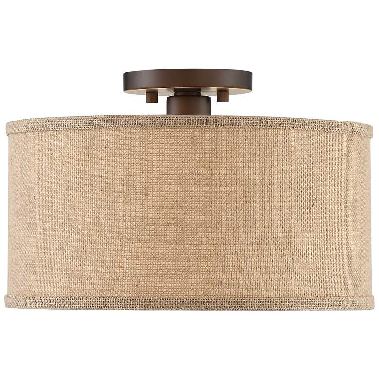 Image 4 360 Lighting Adams Burlap Drum Shade Ceiling Lights Set of 2 more views