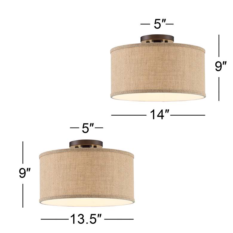 Image 6 360 Lighting Adams Burlap Drum Shade Ceiling Lights Set of 2 more views