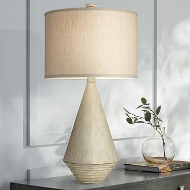 360 Lighting Adelis 31" Faux Bleached Wood Modern Table Lamp