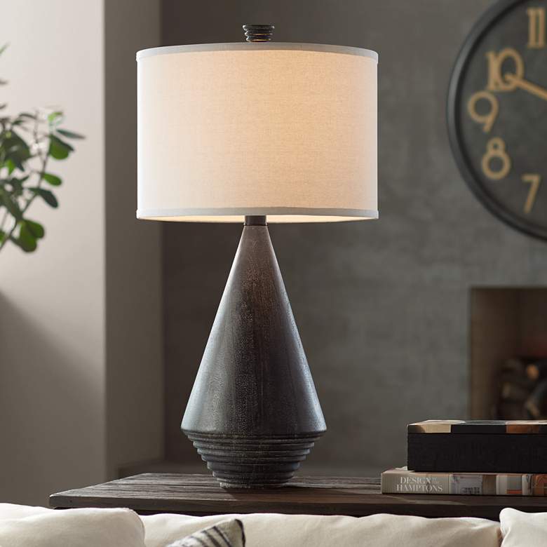 Image 1 360 Lighting Adelis 31" High Textured Black Modern Pyramid Table Lamp