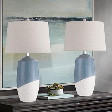 360 Lighting Aegean 28" High Coastal Blue Ceramic Table Lamp Set of 2