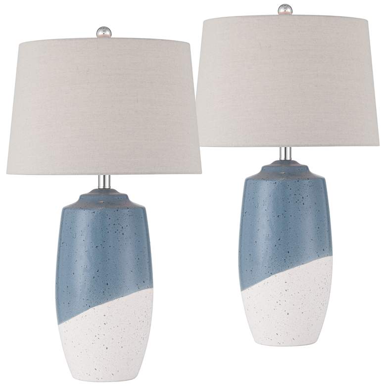 Image 2 360 Lighting Aegean 28" High Coastal Blue Ceramic Table Lamp Set of 2