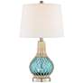 360 Lighting Alana Blue Glass and Rope Accent Table Lamp with Night Light
