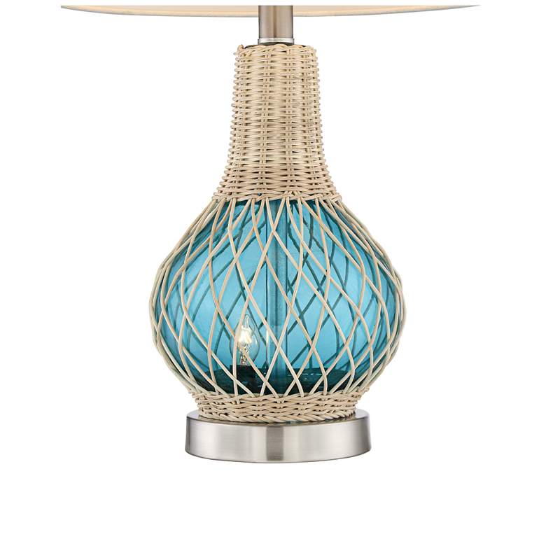 Image 4 360 Lighting Alana Blue Glass and Rope Accent Table Lamp with Night Light more views
