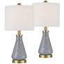 2_360 Lighting Alexia 20" Gold and Blue Glass Table Lamps Set of 2
