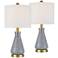 360 Lighting Alexia 20" Gold and Blue Glass Table Lamps Set of 2