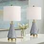 1_360 Lighting Alexia 20" Gold and Blue Glass Table Lamps Set of 2