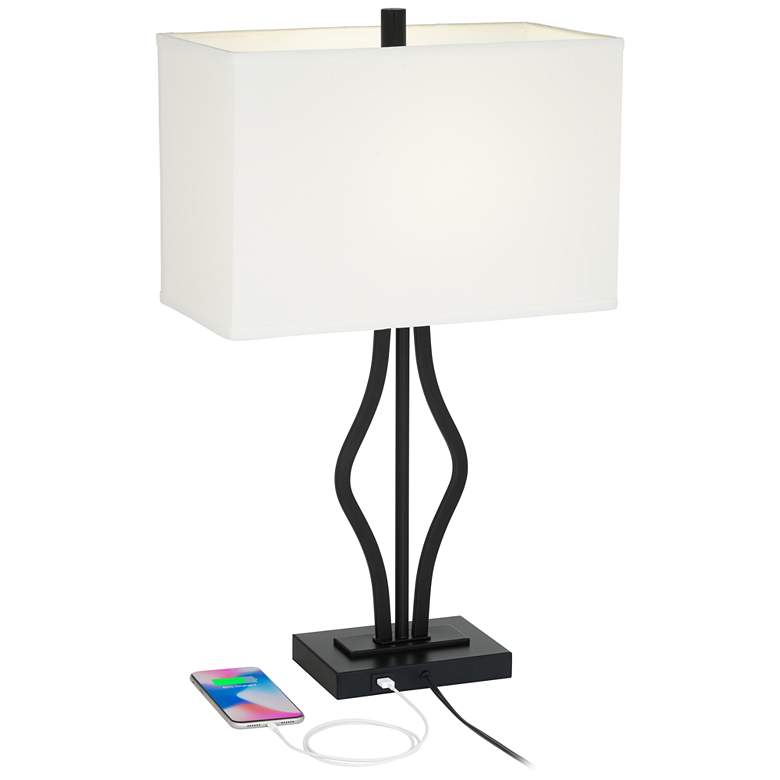 Image 3 360 Lighting Ally 26 1/2" Black Metal USB Table Lamps Set of 2 more views