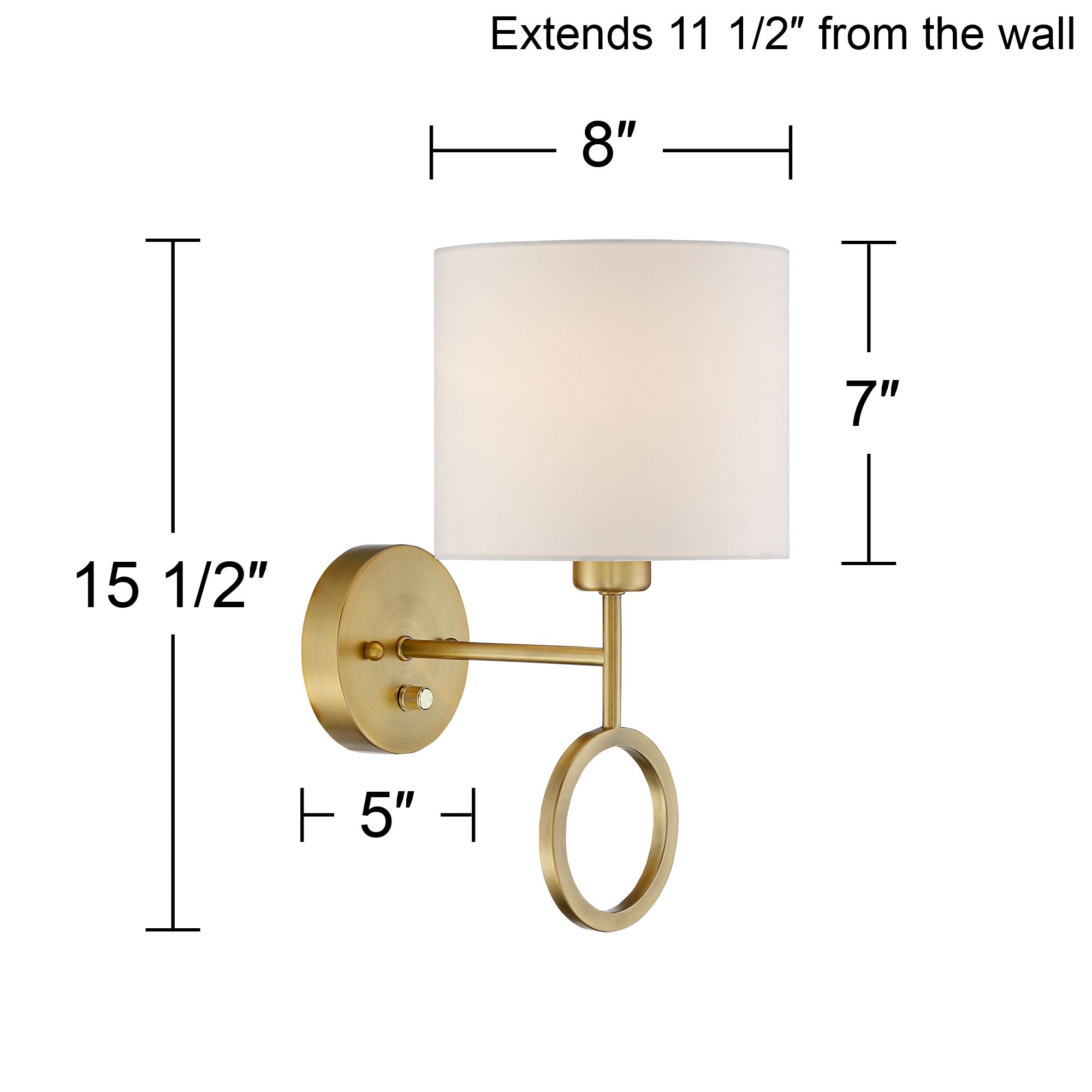 360 Lighting Amidon Ring 15 1/2" High Warm Brass Plug-In Wall Lamp