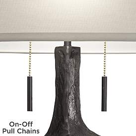 Image4 of 360 Lighting Ammon 66.8" Black Finish Faux Wood Sculpture Floor Lamp more views