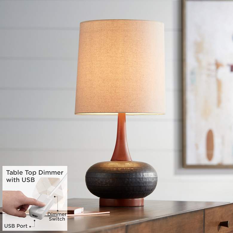 Image 1 360 Lighting Andi 24 1/2 inch Mid-Century Ceramic Lamp with USB Dimmer