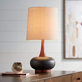 Image2 of 360 Lighting Andi 24 1/2" Wood and Ceramic Mid-Century Modern Lamp