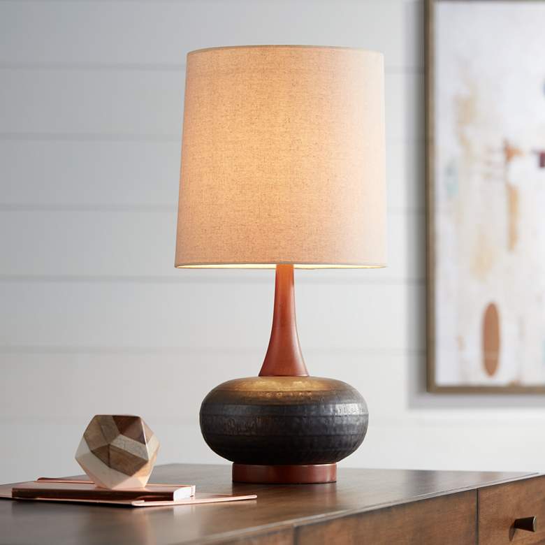 Image 2 360 Lighting Andi 24 1/2 inch Wood and Ceramic Mid-Century Modern Lamp