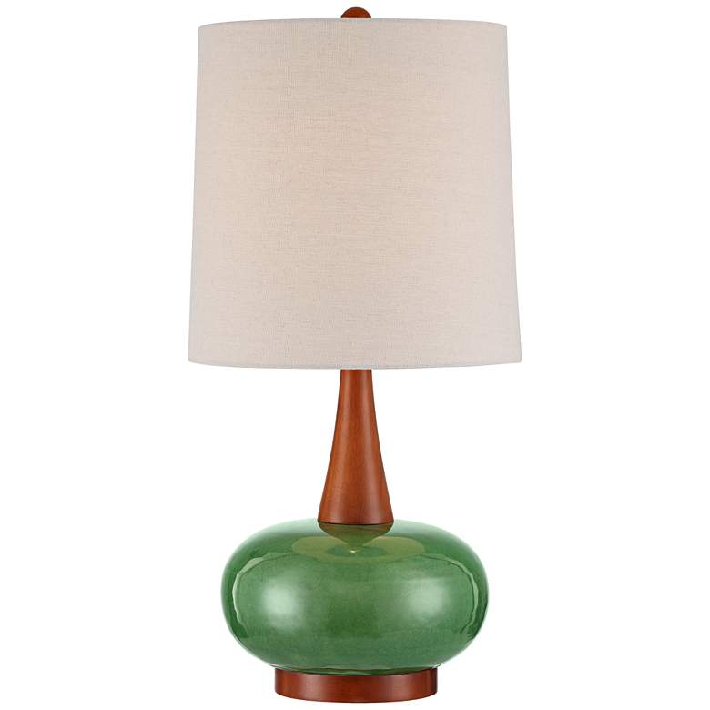 Image 3 360 Lighting Andi 25" Modern Wood and Green Ceramic Table Lamp