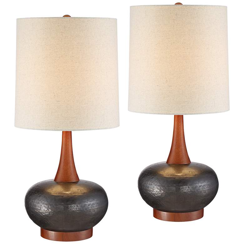 Image 2 360 Lighting Andi Brown Gourd Modern Ceramic Table Lamps Set of 2