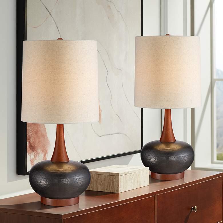 Image 1 360 Lighting Andi Brown Gourd Modern Ceramic Table Lamps Set of 2