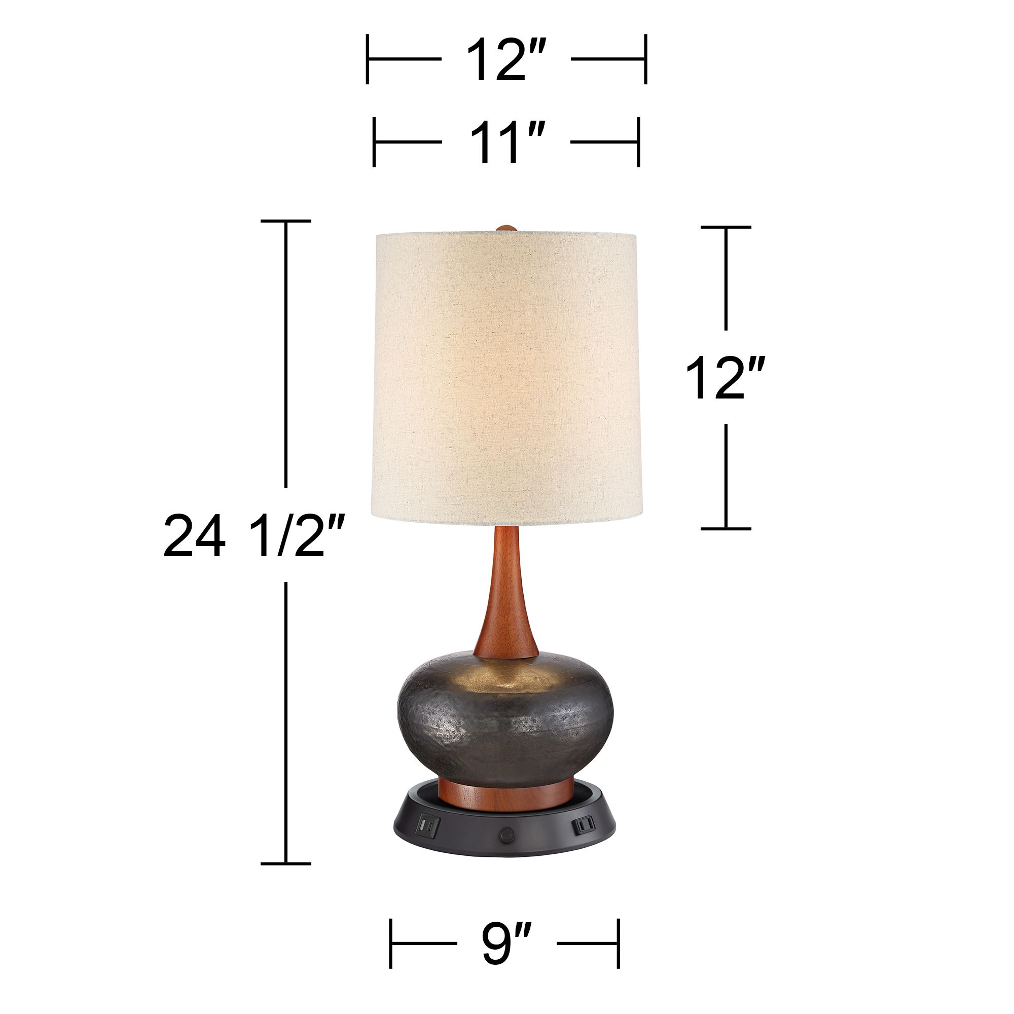 USB Outlet Lamp Base with Dimmer