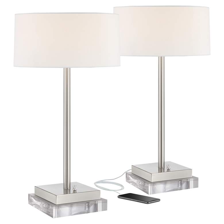 Image 1 360 Lighting Andre 28 1/4 inch USB and Outlet Lamps with Acrylic Risers