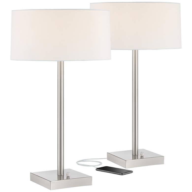 Image 2 360 Lighting Andre Metal Table Lamps with USB Ports and Outlets Set of 2