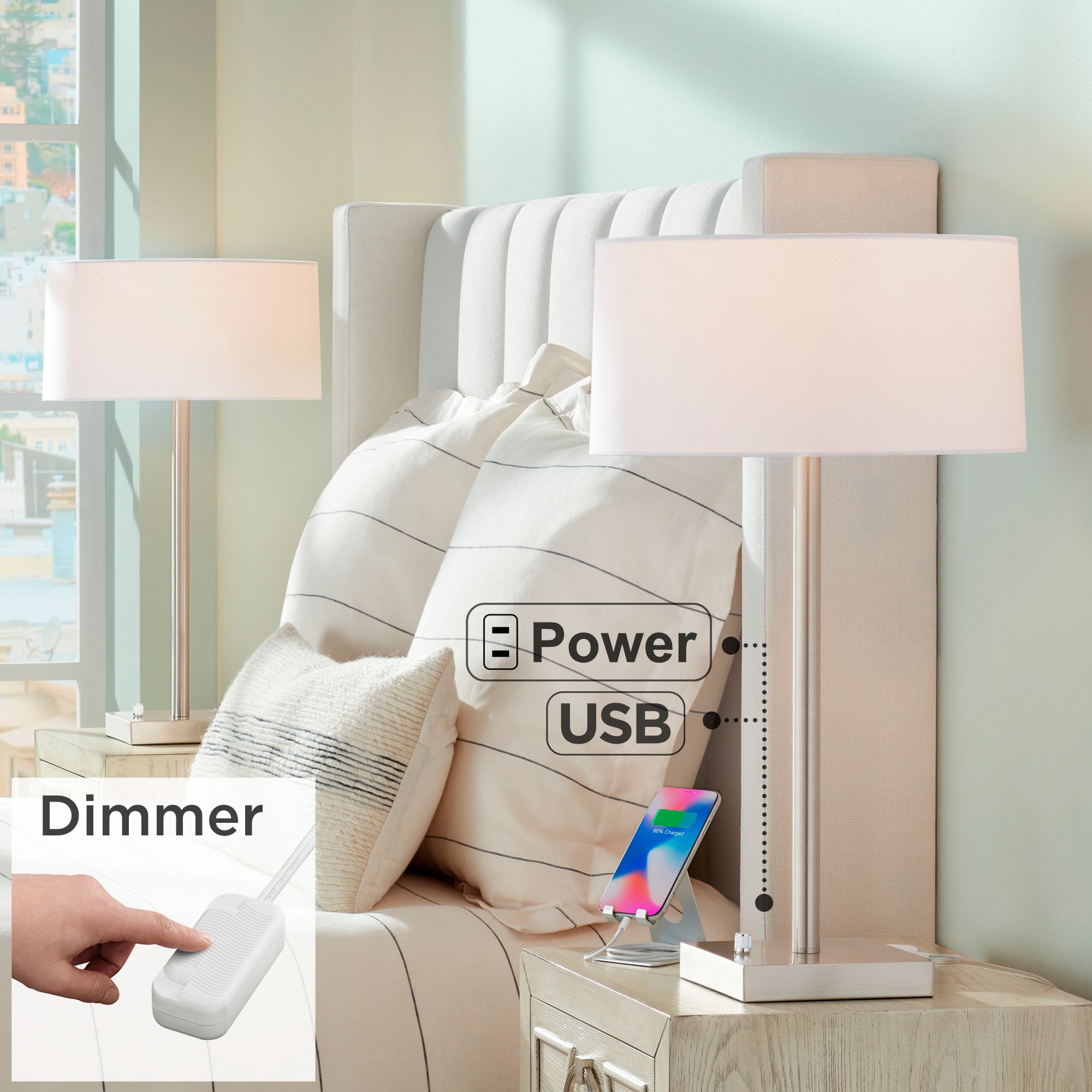 Set of store two bedside lamps