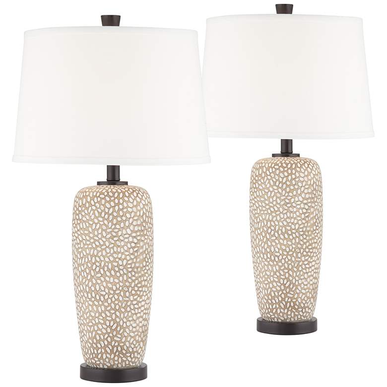 Image 2 360 Lighting Anna 27 1/4 inch Pebbled Coastal Modern Table Lamps Set of 2