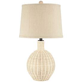 Image2 of 360 Lighting Anna 27" High Coastal Modern Light Rattan Table Lamp