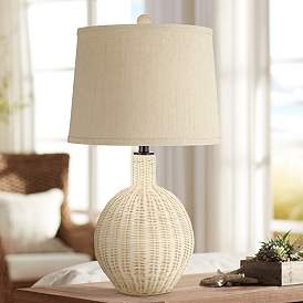 Image1 of 360 Lighting Anna 27" High Coastal Modern Light Rattan Table Lamp