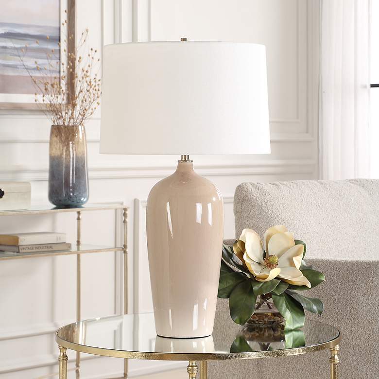 Image 3 360 Lighting Anson 27 1/2" High Crackled Sandy Gray Ceramic Table Lamp more views