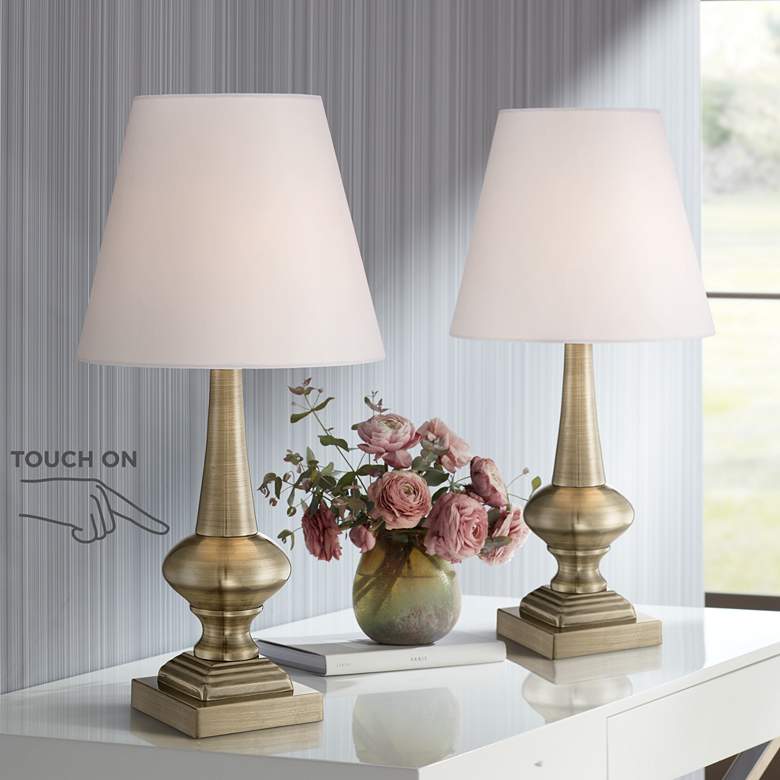 Image 2 360 Lighting Antique Brass 19 inch High Touch Table Lamps Set of 2