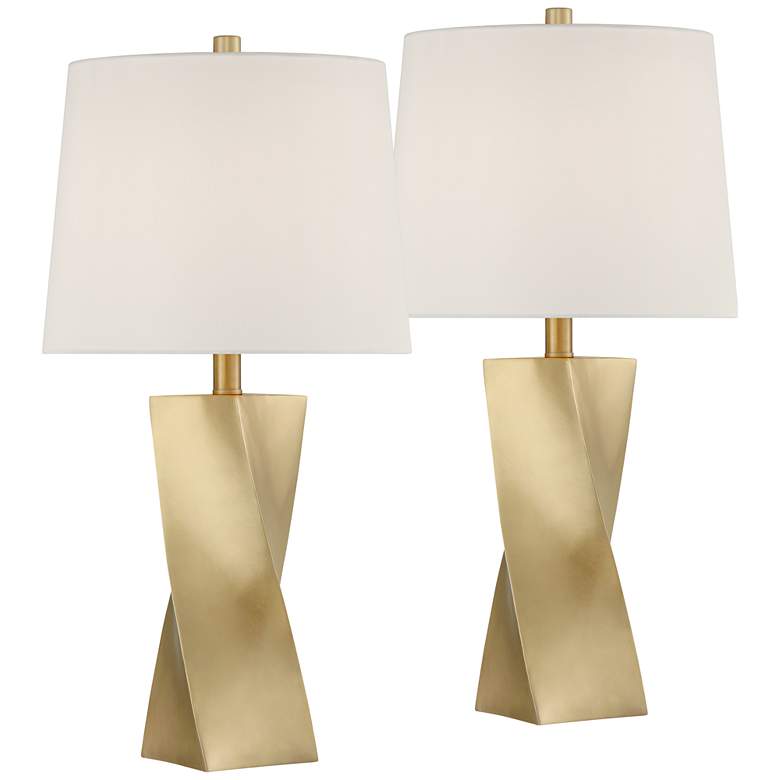 Image 2 360 Lighting Arabella 25" Modern Gold Geometric Table Lamps Set of 2
