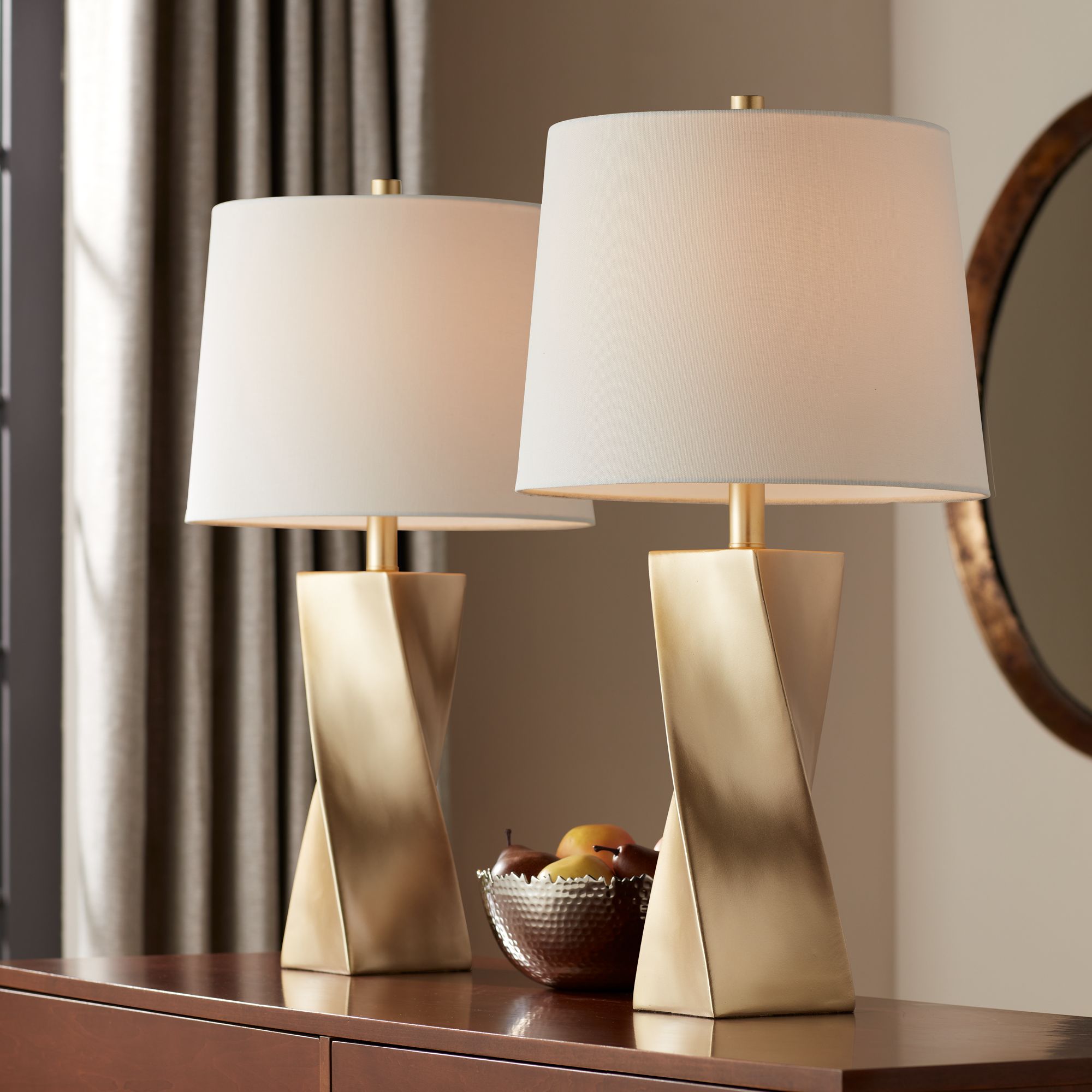 360 Lighting Arabella 25 Modern Gold Geometric Table Lamps Set of 2 7141G Lamps Plus