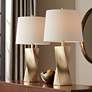 1_360 Lighting Arabella 25" Modern Gold Geometric Table Lamps Set of 2