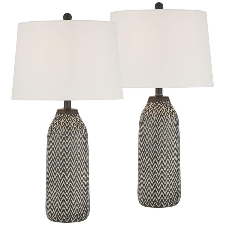 Image 2 360 Lighting Arizona 27 1/2" Zig-Zag Black Beige Table Lamps Set of 2
