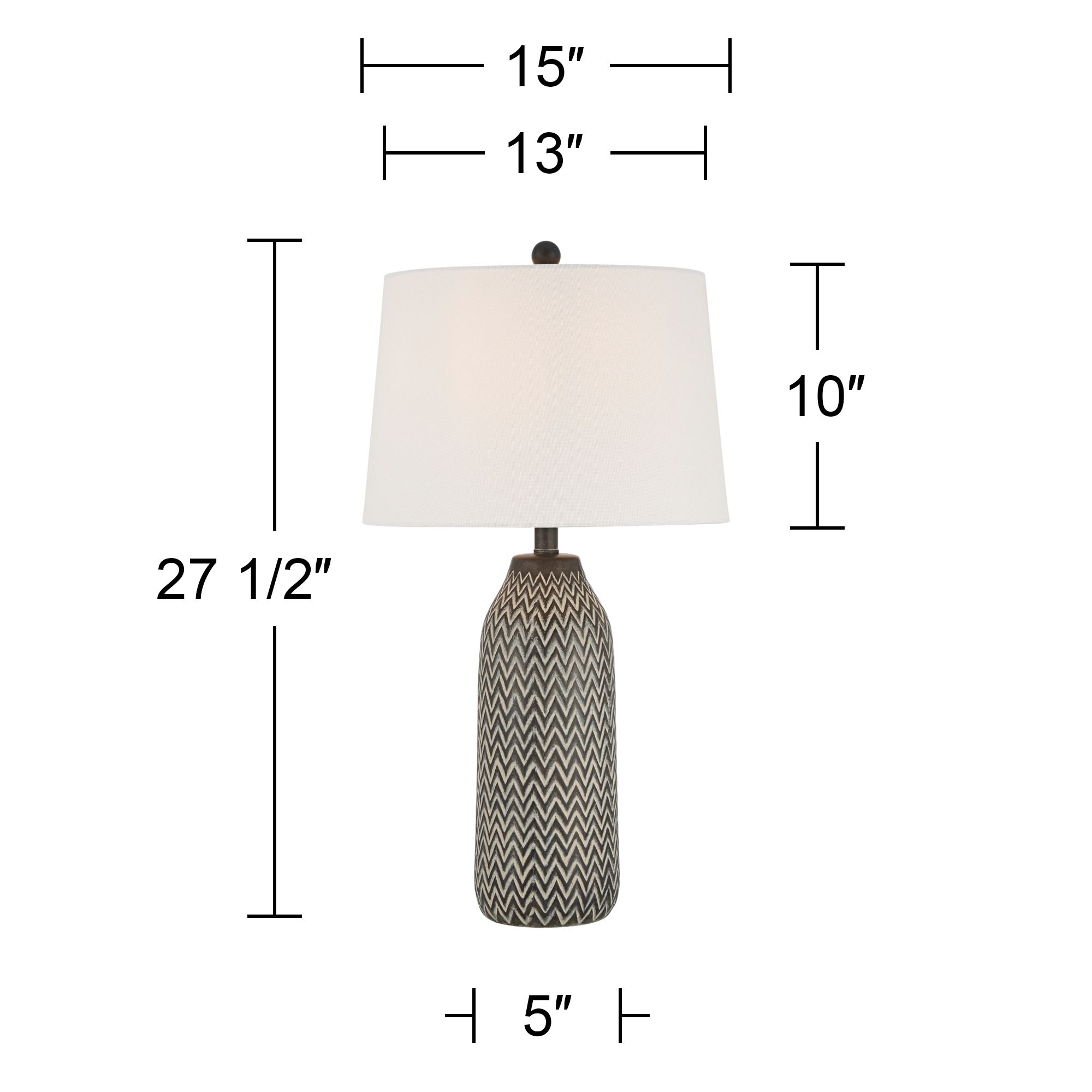 360 Lighting Arizona 27 1/2" Zig-Zag Black Beige Table Lamps Set of 2