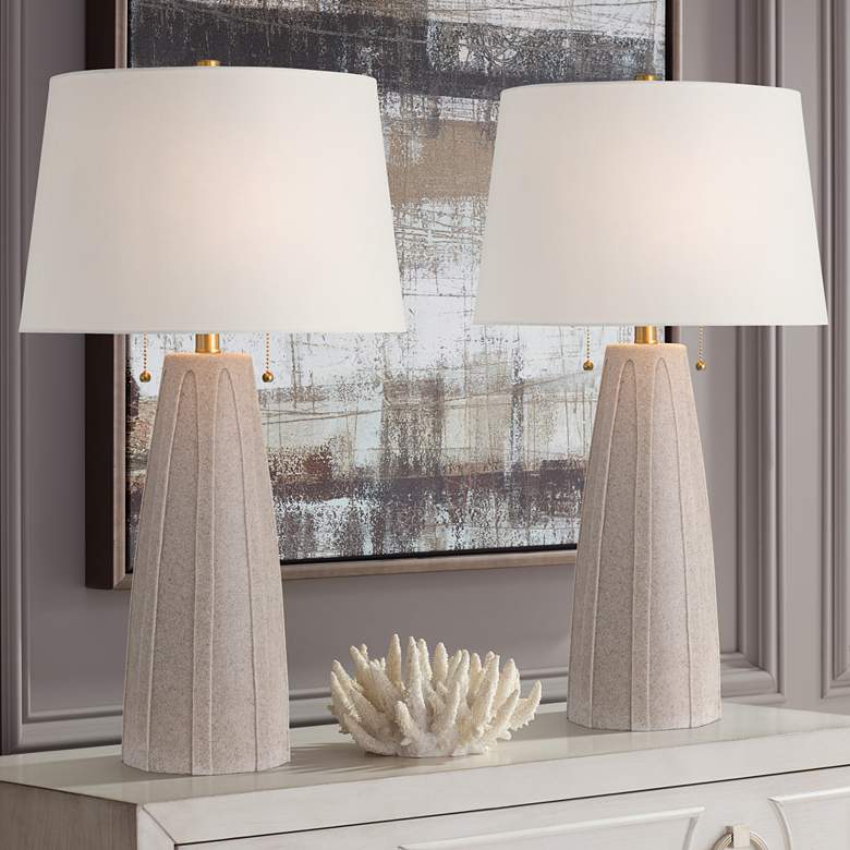 Image 2 360 Lighting Arizona 28" Faux Sandstone Modern Table Lamps Set of 2