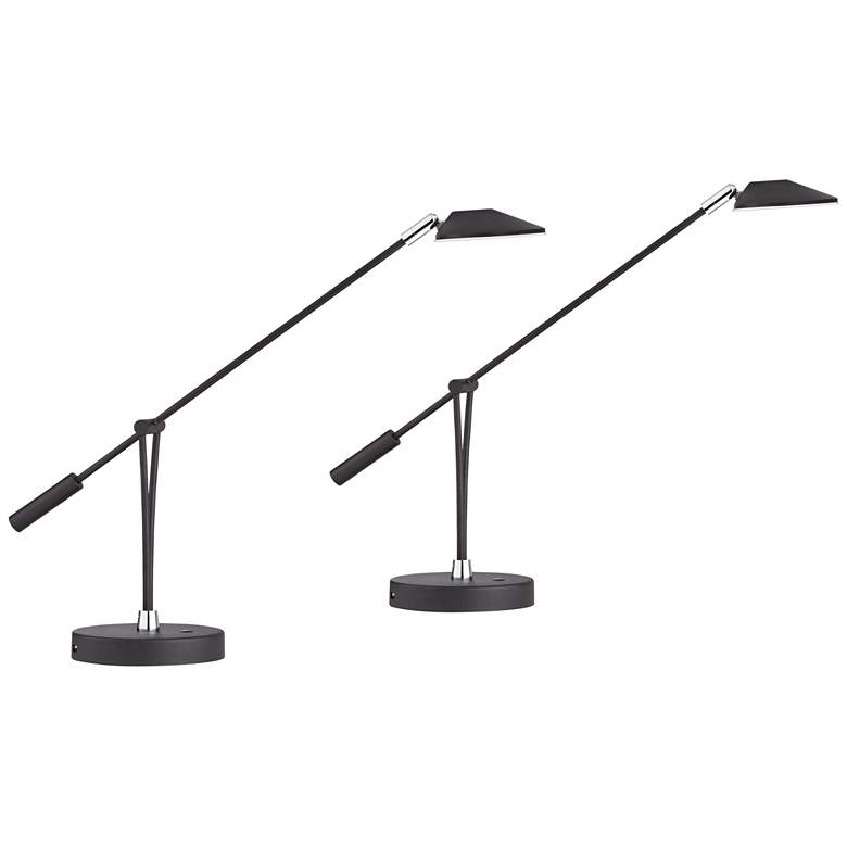 Image 2 360 Lighting Arnie Satin Black Adjustable LED USB Desk Lamps Set of 2