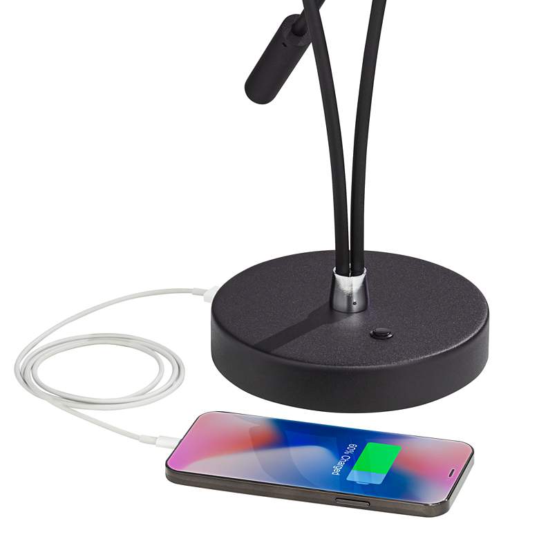 Image 4 360 Lighting Arnie Satin Black Adjustable LED USB Desk Lamps Set of 2 more views