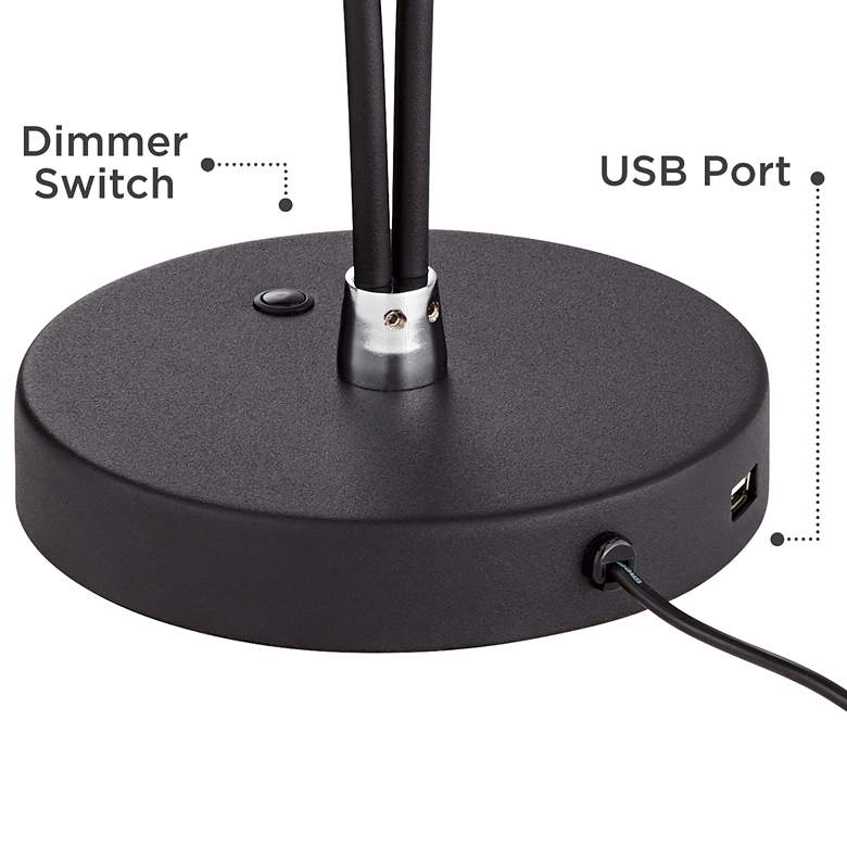 Image 5 360 Lighting Arnie Satin Black Adjustable LED USB Desk Lamps Set of 2 more views