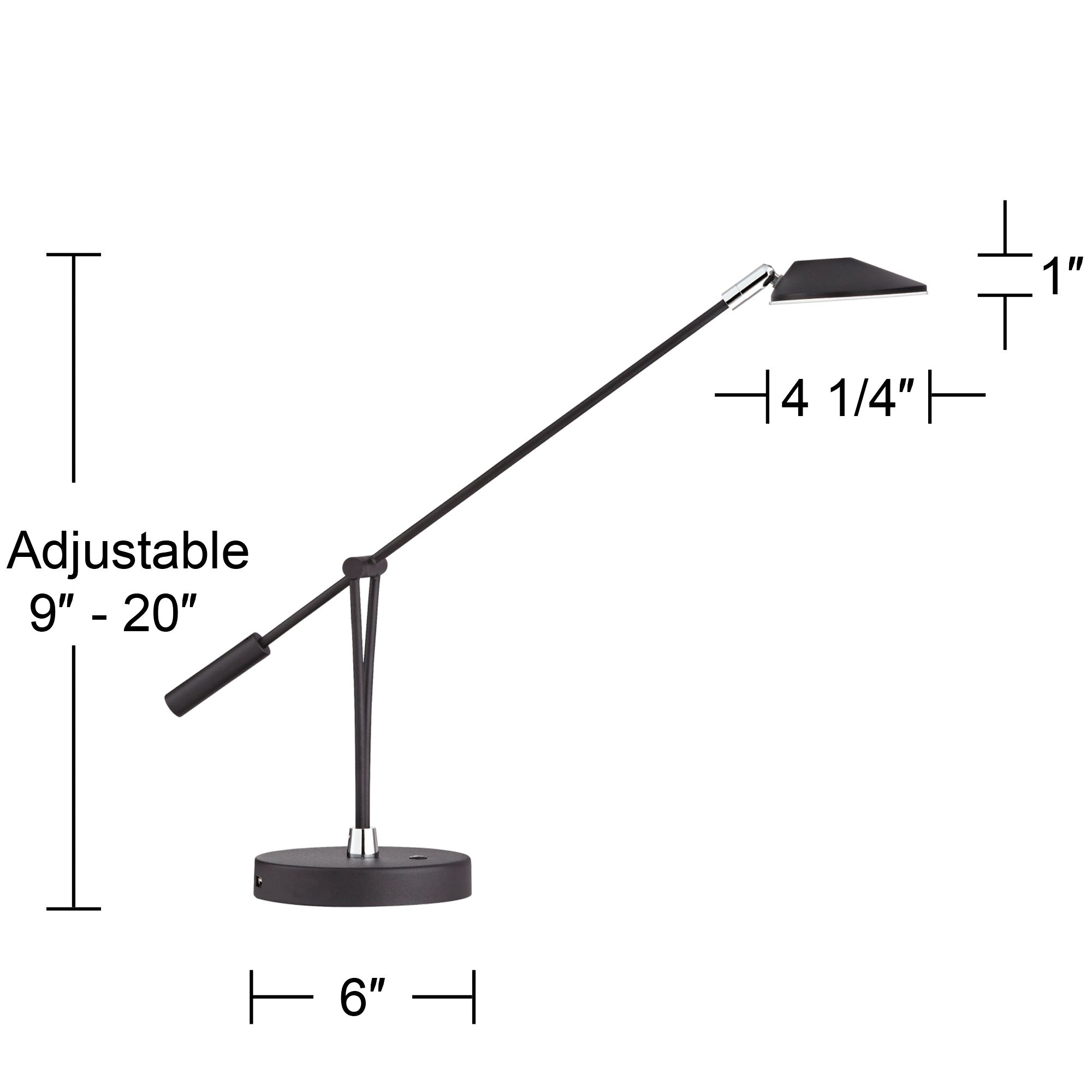 360 Lighting Arnie Satin Black Adjustable Modern LED USB Desk Lamp