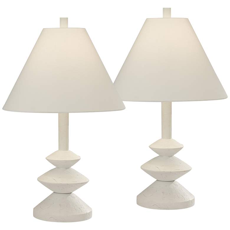 Image 3 360 Lighting Ashely 24.5 inch White Geometric Modern Table Lamps Set of 2