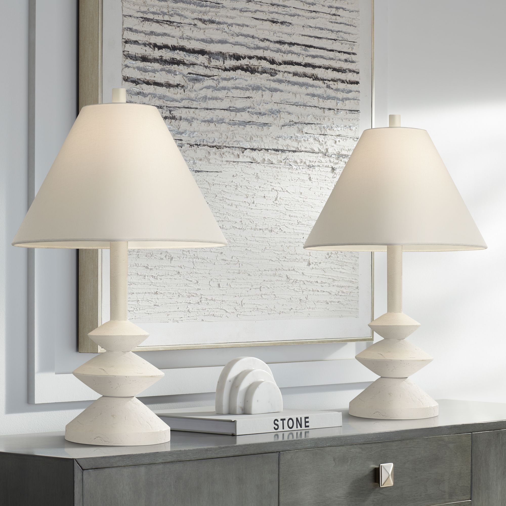 Pair of sale white table lamps