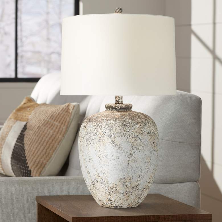 Image 1 360 Lighting Astaire 27" Weathered Rustic Urn Jar Table Lamp