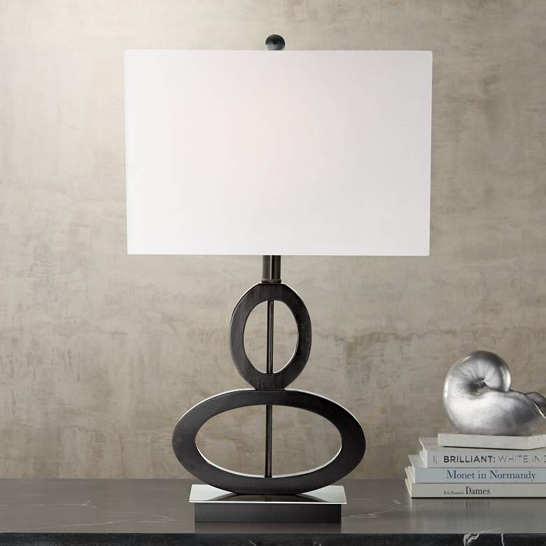 Image 1 360 Lighting Asymmetrical Ovals Black and Satin Steel Modern Table Lamp