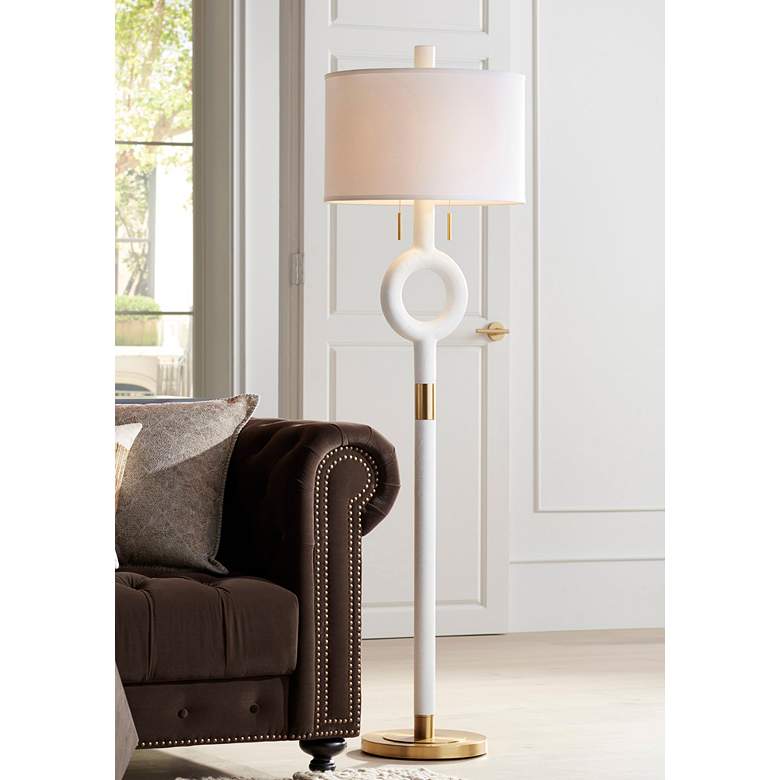 Image 1 360 Lighting Athena 66 1/2 inch White and Gold Modern Floor Lamp