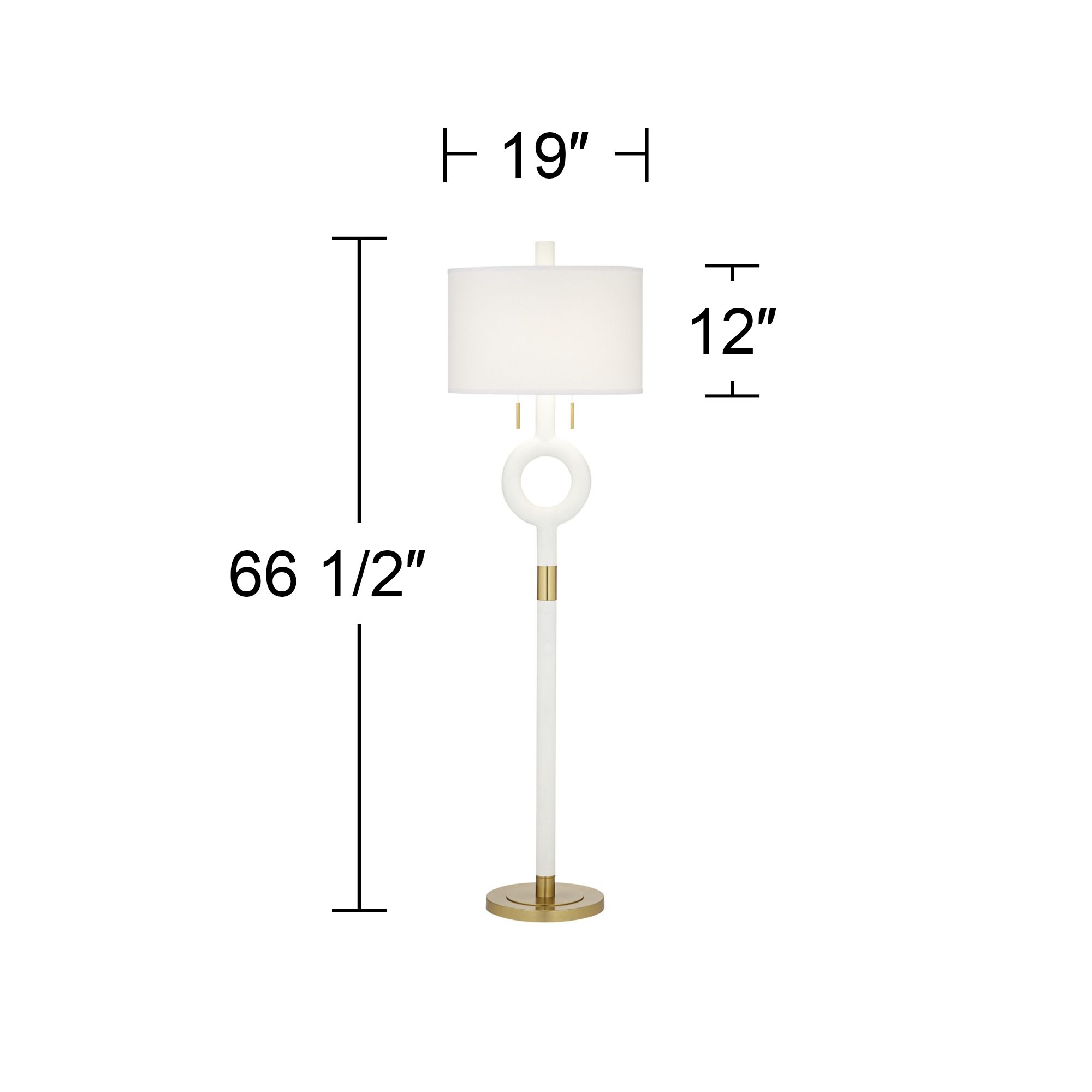 360 Lighting Athena 66 1/2" White and Gold Modern Floor Lamp